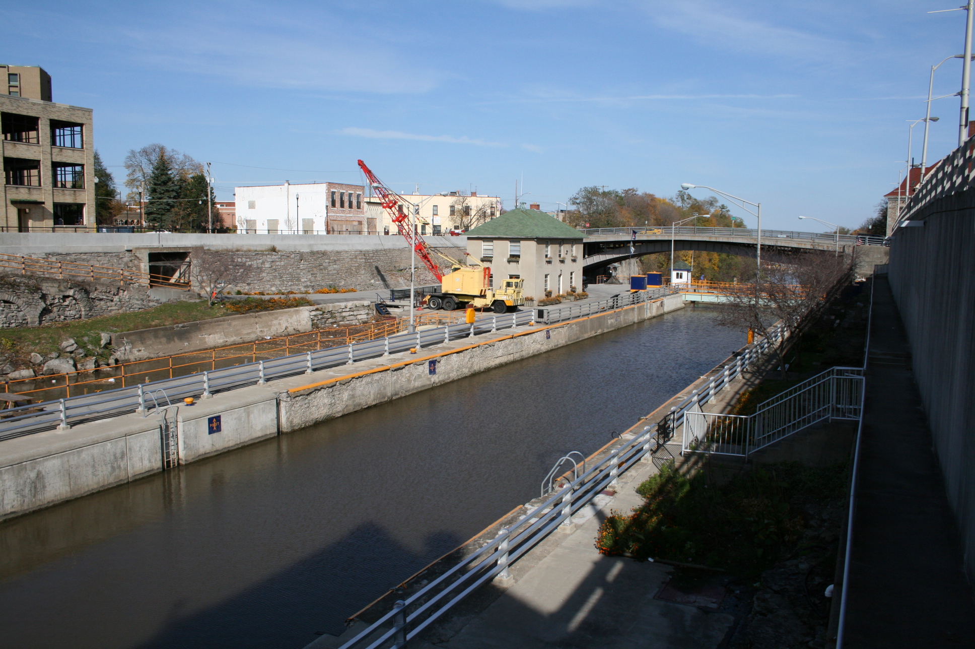 Erie Canal Locks and Downtown Lockport NY